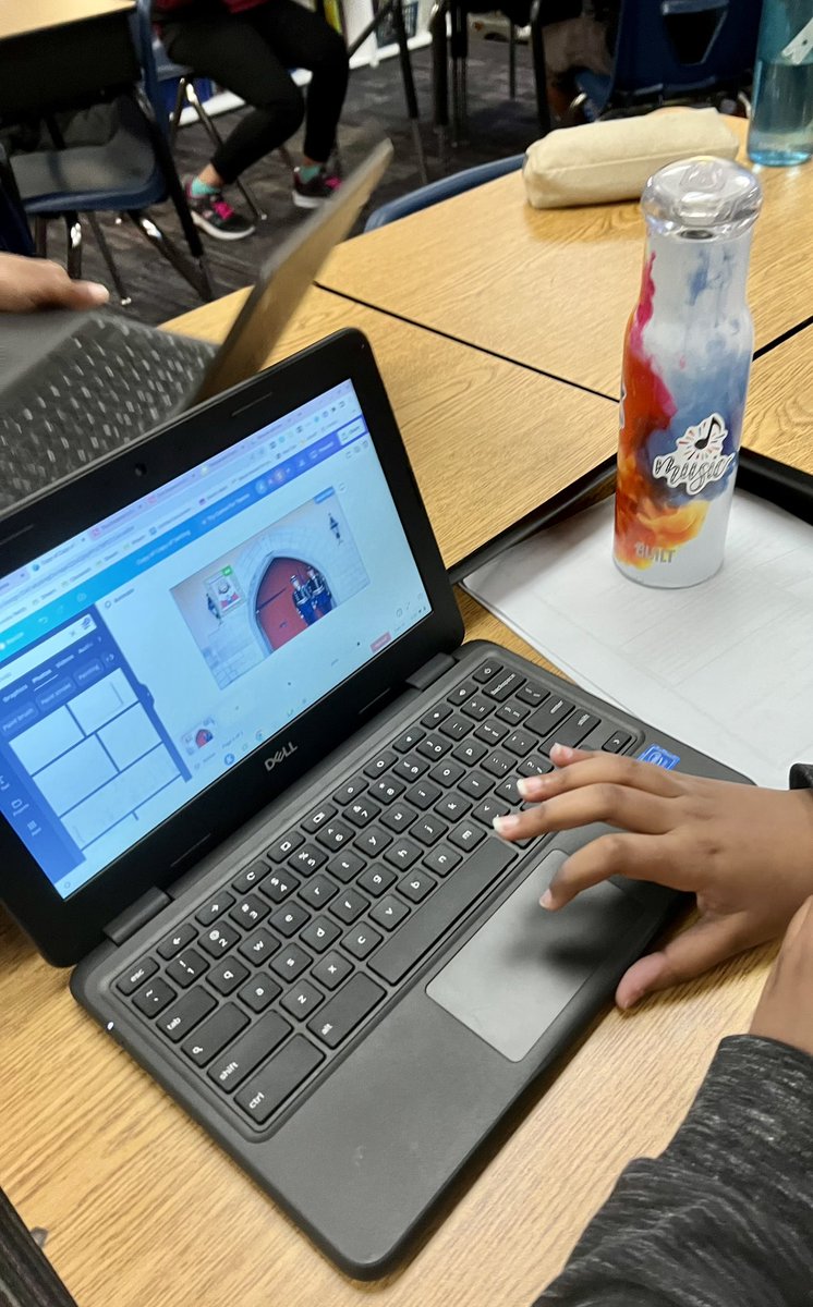 TechItOutTeach's tweet image. 5th grade at @TalleyElem working hard collaborating in @canva to create setting backdrops for their reader’s theatre performance! They LOVED learning about the text to image and the character builder apps built in to Canva! Lots of oohs and ahhs! #FISDmadetoshine #CanvaEdu