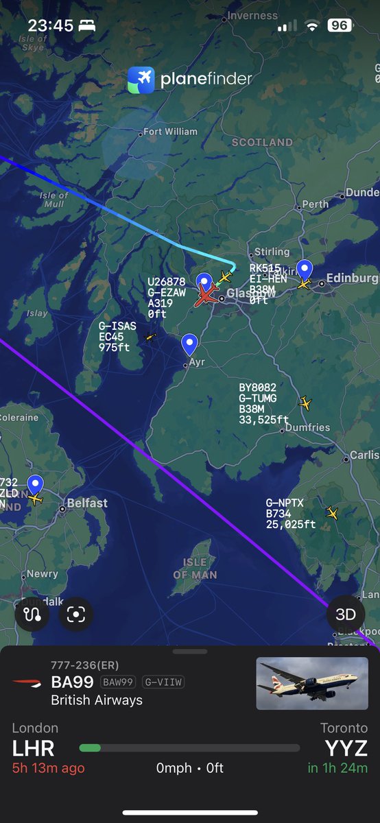 TheSnoopySnoop's tweet photo. #BA99 diverted to Glasgow #avgeek #planespotting https://t.co/g0HqQ8DlRw