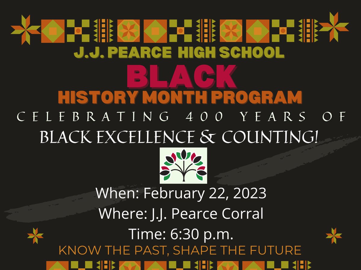 Sharmeadia Gunter (@theshargunter) on Twitter photo Please join us for the Annual <a href="/JJPearceHS/">JJ Pearce HS</a> Black History Month Celebration Wed., Feb. 22, 2023 at 6:30 pm. We will have food, 1st prize given to the best soul food dish, and performances by our talented students. Special guests: LH African Dance @RISD_Equity <a href="/TheCBreedlove/">Carrie Breedlove</a> Please join us for the Annual <a href="/JJPearceHS/">JJ Pearce HS</a> Black History Month Celebration Wed., Feb. 22, 2023 at 6:30 pm. We will have food, 1st prize given to the best soul food dish, and performances by our talented students. Special guests: LH African Dance @RISD_Equity <a href="/TheCBreedlove/">Carrie Breedlove</a>