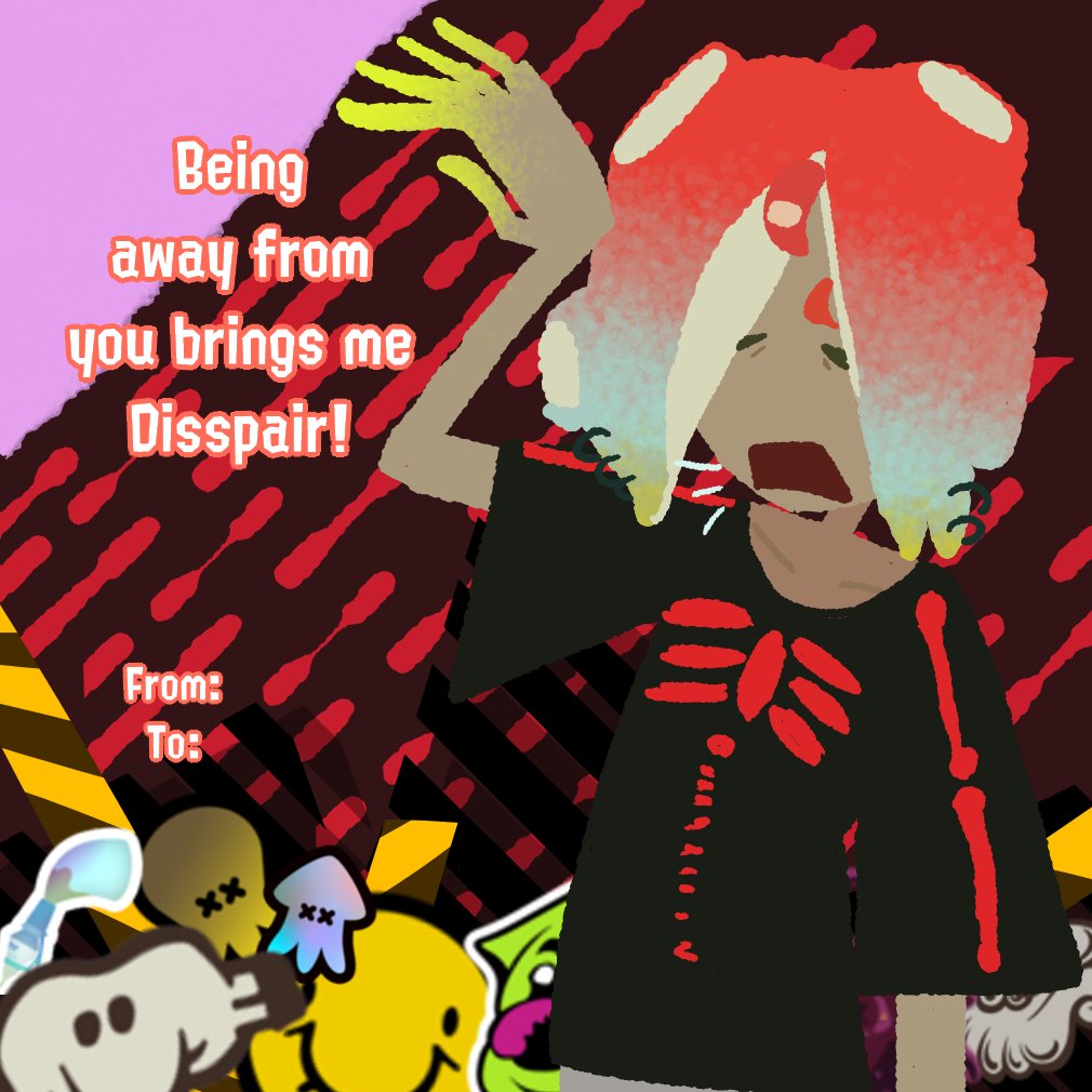 quick warabi card because i'll try to make some for the bottom feeders and i wanna keep the '4 cards per wave' format #splatbands #splatoon #splatoon2 #digitalart #art #valentinesdaycard #valentinesday