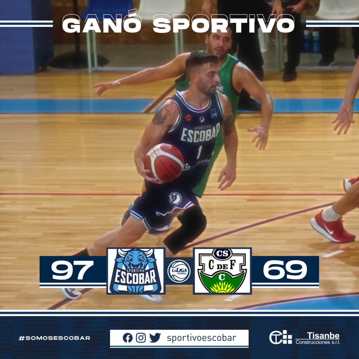 ⏱️ FINAL del partido

¡¡GANOOOO EL ALBICELESTEEE!!
Debut triunfal del equipo escobarense con un encuentro sólido de principio a fin

🔵⚪️ #Sportivo 9️⃣7️⃣
🟢🔵 <a href="/clubclaridad/">Club Claridad</a> 6️⃣9️⃣

🔥 <a href="/LuchoTantos/">LuchoTantos</a> 16pts + 5reb + 11as (37val)
🔥 <a href="/gioandthiago/">alejandro pappalardi</a> 26pts + 6reb + 2as (31val)

#SomosEscobar