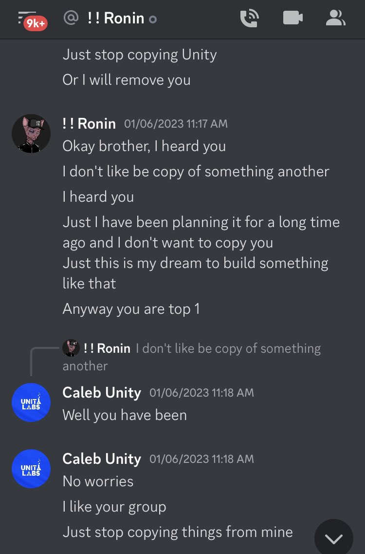 UnityAcademy's tweet photo. β @EmpireAlpha001 FRAUD β
@RoninNFT23 Copy & Pasted, Word For Word Our Entire:
Discord Infrastructure
Roadmap
Advising & Marketing Services
I Even Warned Him a Month Ago to Stop Copying us.
You Canβt Copy & Paste Perfection.
#UnityAlpha https://t.co/BIeVcmLJRW