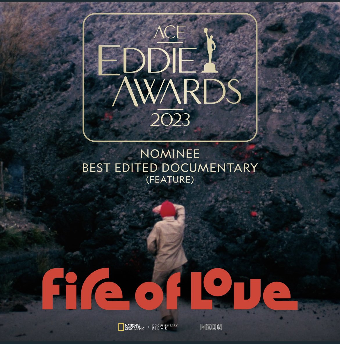 So honored that Jocelyne Chaput & I are nominated by our peers @ACEFilmEditors for #FireofLove. Working with 200+ hours of silent 16mm archival footage was one of the most rewarding creative endeavors of my life. Raising a glass to our whole edit team and the other nominees🔥🌋❤️