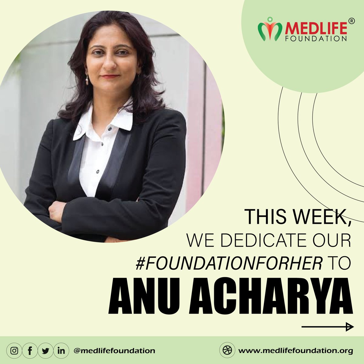 Med_foundation's tweet photo. At Medlife, women are valued, and we dedicate today to celebrate Anu Acharya and her work. If the complex world of genes befuddles you, turn to Anu Acharya, CEO of Mapmygenome India, a personal genomics company.
#medlife #medfem #foundationforher #women #healthcare https://t.co/GgASY4dJye