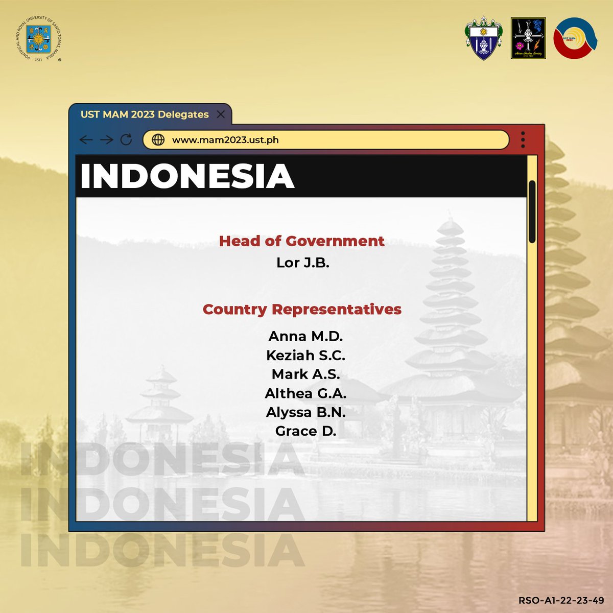 USTModelASEAN's tweet photo. “𝙇𝙚𝙖𝙙𝙚𝙧𝙨𝙝𝙞𝙥 𝙖𝙣𝙙 𝙡𝙚𝙖𝙧𝙣𝙞𝙣𝙜 𝙖𝙧𝙚 𝙞𝙣𝙙𝙞𝙨𝙥𝙚𝙣𝙨𝙖𝙗𝙡𝙚 𝙩𝙤 𝙚𝙖𝙘𝙝 𝙤𝙩𝙝𝙚𝙧.”

𝐌𝐄𝐄𝐓 𝐓𝐇𝐄 𝐎𝐅𝐅𝐈𝐂𝐈𝐀𝐋 𝐃𝐄𝐋𝐄𝐆𝐀𝐓𝐄𝐒 𝐅𝐎𝐑 𝐔𝐒𝐓 𝐌𝐀𝐌 𝟐𝟎𝟐𝟑 ❤️💙💛

(1/3) https://t.co/sxlRfh95Qu