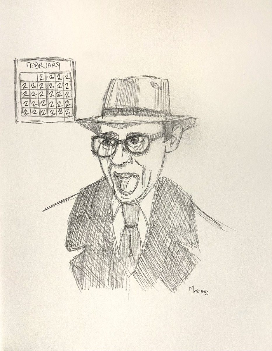 Bing! Groundhog Day, here’s hoping I don’t have to repeat this day come six am tomorrow morning! #ArtistOnTwitter #GroundhogDay #NedRyerson #StephenTobolowsky #drawing