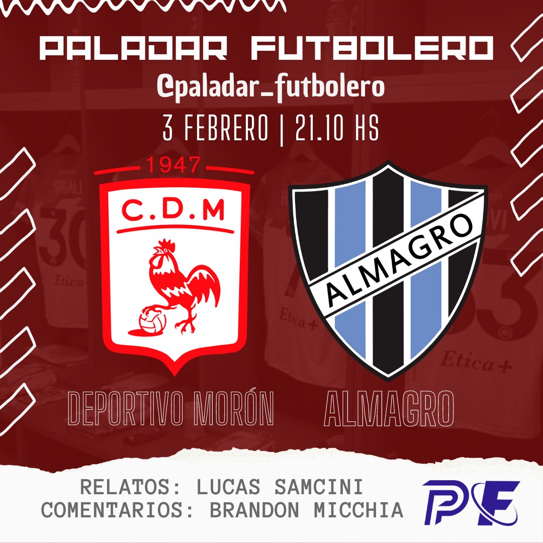 paladar_futsdaa's tweet photo. Mañana estaremos en el Nuevo Francisco Urbano para el partido que disputarán @depmoronoficial y @ClubAlmagro1911 desde las 21.10 hs. Será transmision de Paladar. Lo relata @LSamcini98 y lo comenta Brandon Micchia. https://t.co/jsYAYGAhDA