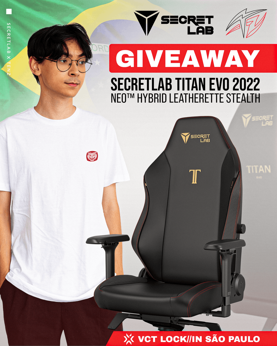 To celebrate the #VCT launch at the LOCK//IN event in São Paulo, I'm partnering with Secretlab to give away a TITAN Evo 2022 chair! To participate: - Like + RT - Follow @TenZOfficial & @secretlabchairs Boa sorte a todos 🇧🇷