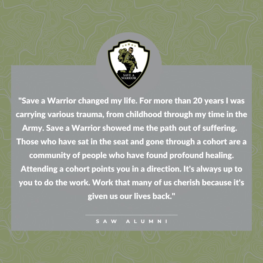 SAVE A WARRIOR (@saveawarrior) on Twitter photo We are incredibly gracious of our alums who take the time to leave their thoughts on how their life has changed since going through our program! We cannot thank you enough! 
#JustSaveOne #WeCameBackForYou #ComplexPTS We are incredibly gracious of our alums who take the time to leave their thoughts on how their life has changed since going through our program! We cannot thank you enough! 
#JustSaveOne #WeCameBackForYou #ComplexPTS