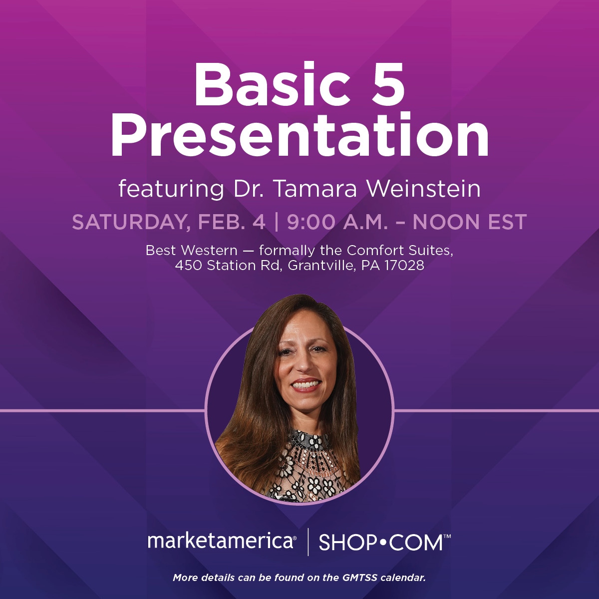 MarketAmerica's tweet image. 🚨Basic 5 / H&amp;amp;N Product Training🚨⁠
⁠
Who: @dr_tamara_weinstein⁠
What: In-Person Basic 5 / H&amp;amp;N Product Training⁠
When: Saturday - Feb. 4⁠
Where: Grantville, PA⁠
⁠
More details can be found on the GMTSS website!⁠
⁠
#MarketAmerica | #Basic5