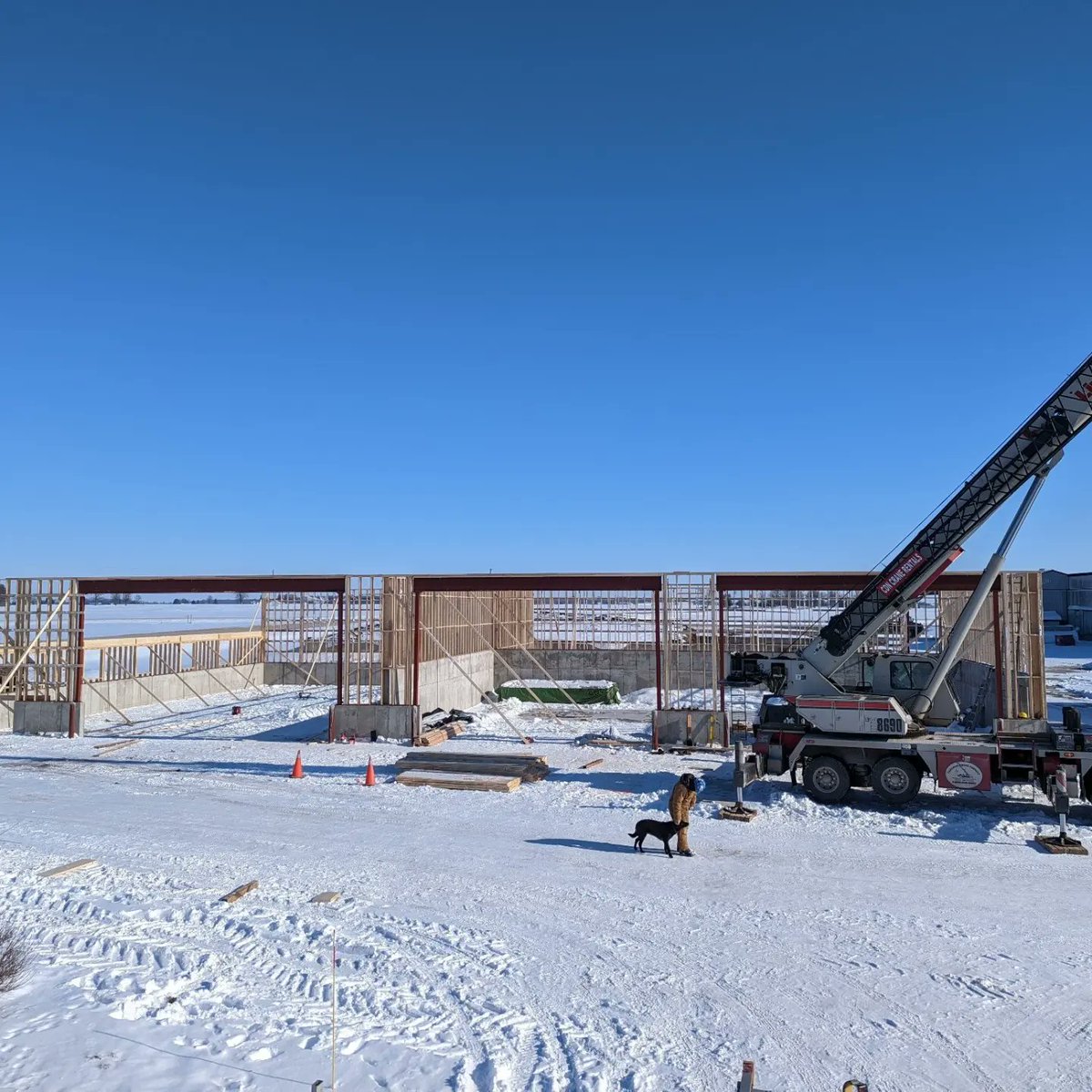 VanderlaanAl's tweet photo. Wall day on this 80'x120' shop /commodity building. https://t.co/ddf89IBAZr