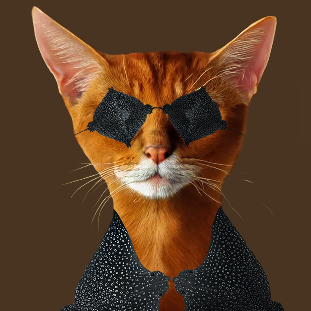 Catfishydream's tweet photo. Good morning,
Cat with a fishy dream already got dressed up. Sorry if you don't like 🐟 but I do! Not only as a snack, but also as accessories! Today, I am wearing eagle rays😎 Happy Friday🙌
#cat #cats #abyssiniancat #fish #black #fun #nft #nftcollector #nftcat #nftart #swissnft https://t.co/qyHj3UwZQ8