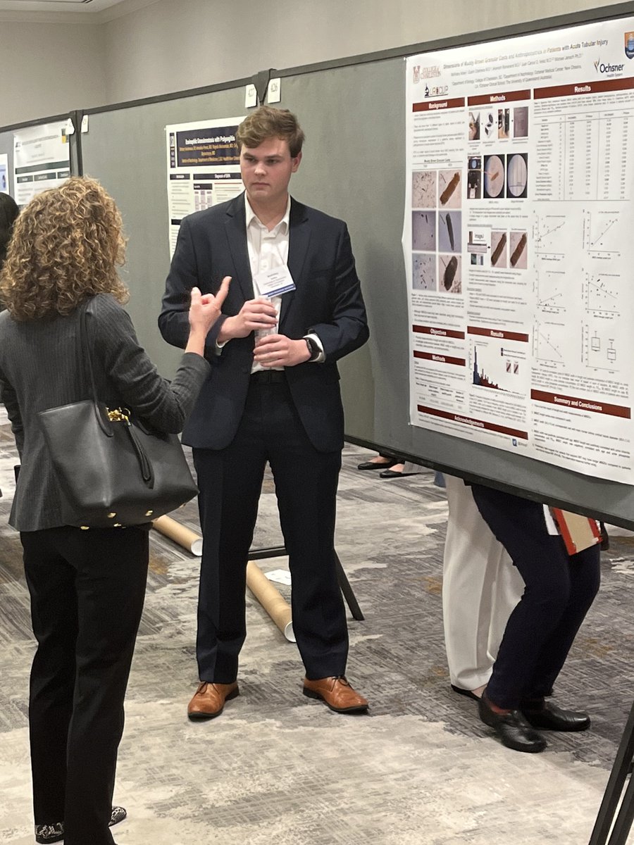 VelezNephHepato's tweet photo. @MckinleyHantley presenting his poster on granular casts measurements at #SRM2023 @ssciweb @UROCUP1 @CofCBiology @OchsnerNephro https://t.co/H82JGtonR2