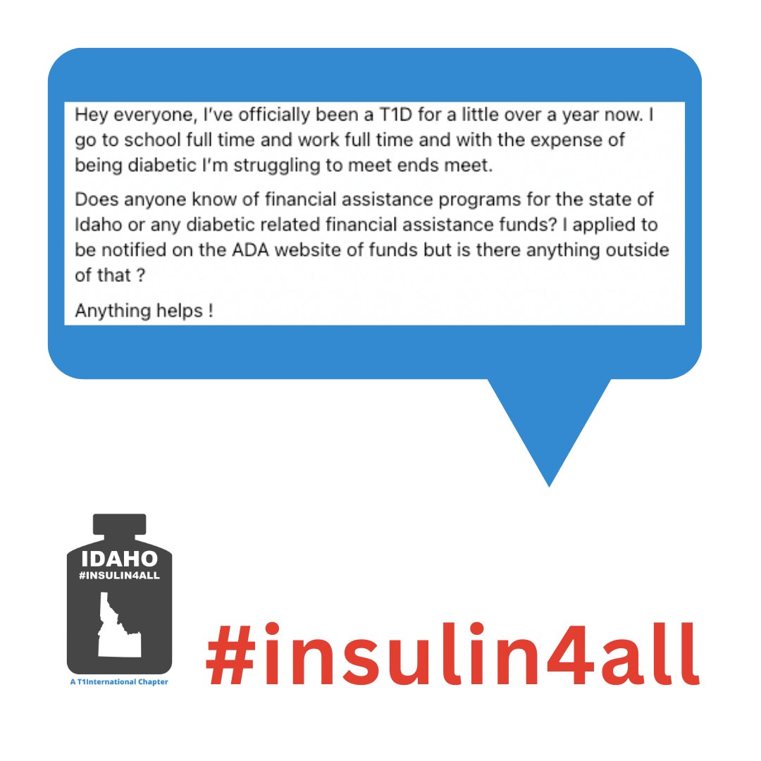 Sharing a msg from today w. permission. This person is "doing everything right"- still has to spend $600+/mo on insulin and supplies. There is an urgent need to make insulin and diabetes supplies accessible to EVERYONE, even here in ID. Want to help us fight for #insulin4all ?