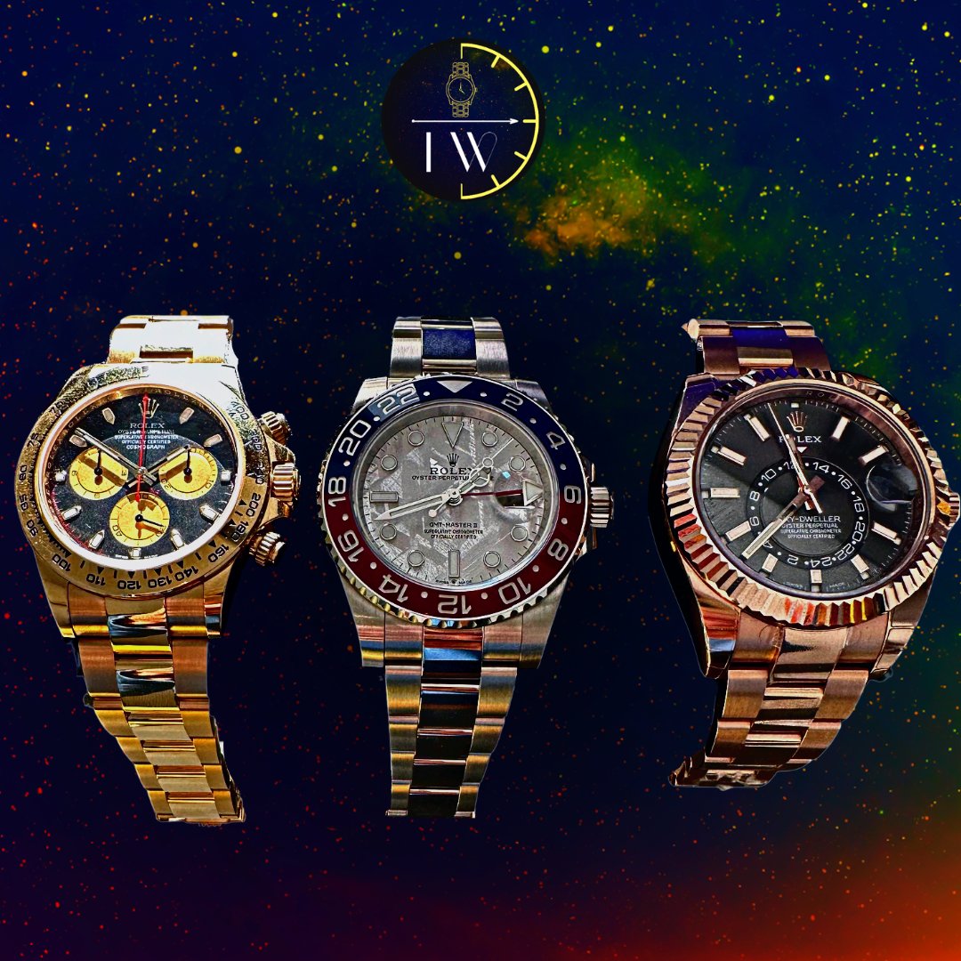 Impossiblewatch's tweet image. The beasts! In order Left to Right:
116508 &quot;Paul Newman&quot; Yellow Gold
126719BLRO Meteorite GMT Master-II
326935 Rhodium Rose Gold Sky-Dweller

Which is your favorite??

#rolex #watches #watchesoftwitter #watch #rolexwatch #luxury #watchcollector #crypto #meteorite #cryptowatchclub