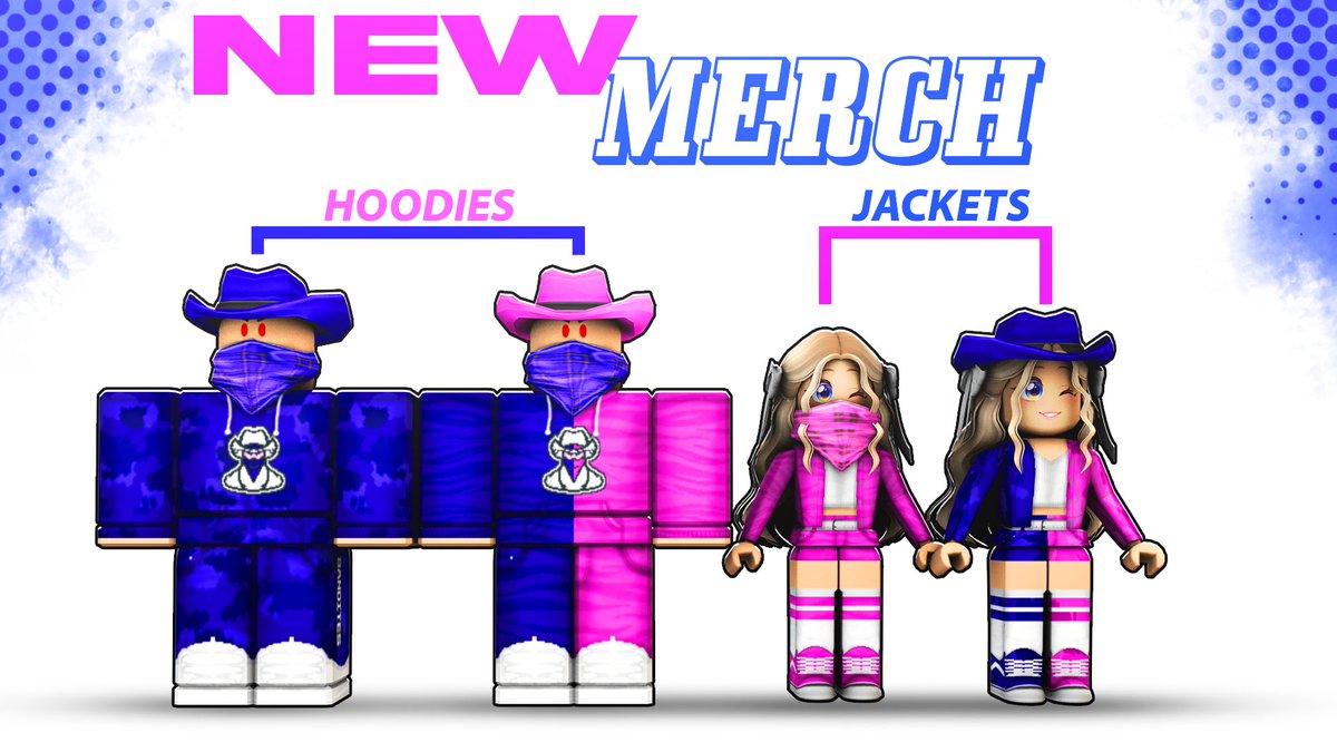 BanditesYT's tweet photo. NEW BLUE &amp; PINK BANDITES COWBOY HATS AND BANDANAS OUT NOW ALONG WITH MERCH SETS TO MATCH! All items will be linked in the replies!

BIG THANKS TO:
@OceanOrbsRBX for the original UGC designs
@D3ATHRACE for the NEW merch
@asmileyriley for letting me steal her avatar https://t.co/H0onO3r5fB