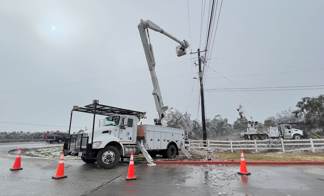 PedernalesCoop's tweet photo. PEC employees are working to restore power, and crews from across the state and country are joining our restoration efforts. We are seeing a high volume of isolated outages, as well as downed lines and poles, making it difficult to estimate restoration times. https://t.co/rkFgwGrcMo