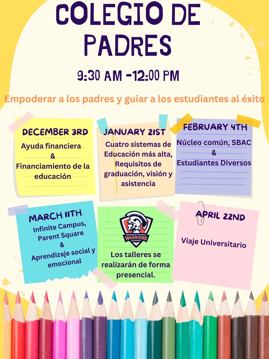 msa1reseda's tweet photo. Parents and warriors, join us this Saturday for Parent College! Join us for more information about Higher education and much more! https://t.co/gUtxtchvQ6