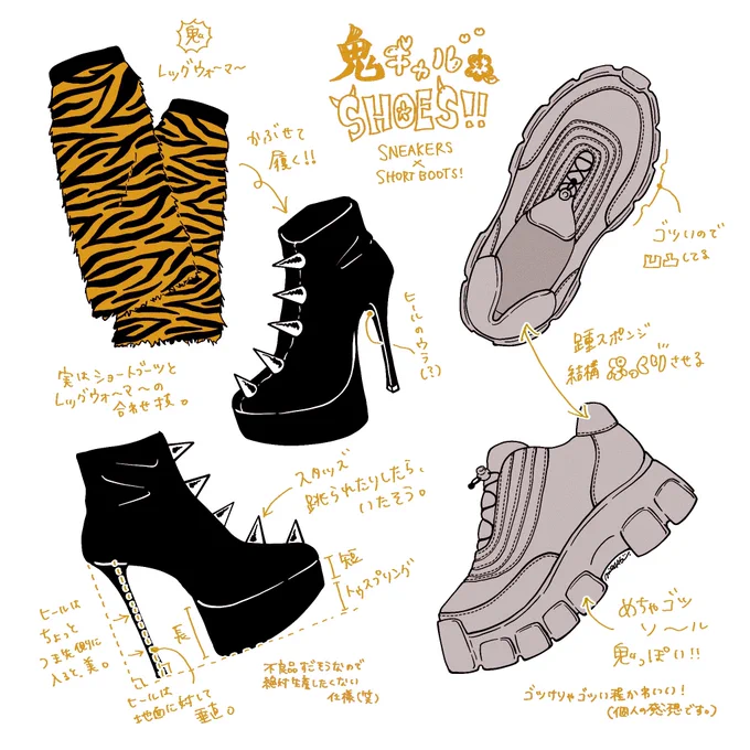 鬼ギャルSHOES#みえイラスト#靴の描き方tips 