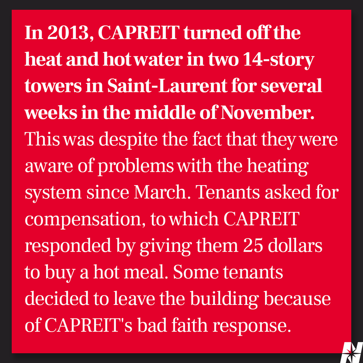 NewsNorthStar's tweet photo. (1/2) #CAPREIT seeks to extract as much money as possible from their #tenants. Since 2015, it has been involved in 3528 cases at Quebec's housing tribunal (not including ongoing cases). #housingcrisis #CanadaIsBroken https://t.co/SFzi88uMea