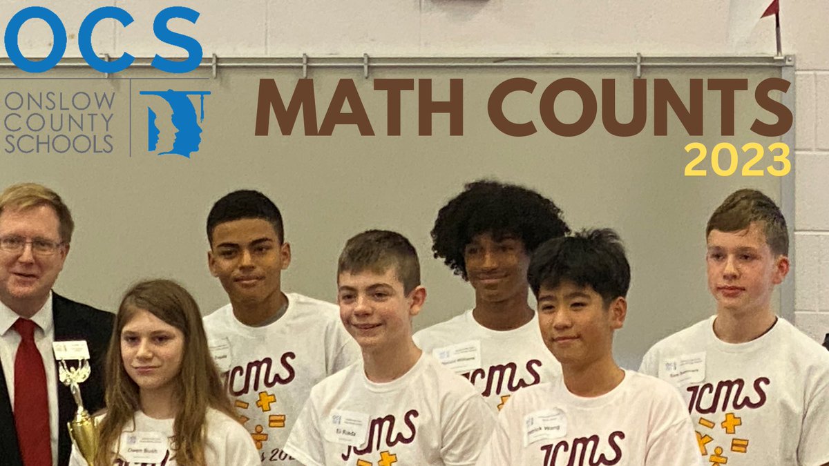 OnslowCSchools's tweet photo. Congratulations to the @OnslowSchools students that displayed their talents at the 2023 Math Counts competition held at JCMS. It was great to see the collaborative spirit demonstrated by all 9 teams. #TYDr.O #LeadershipMatters #SayYesToOCS https://t.co/1qPIedWRNz