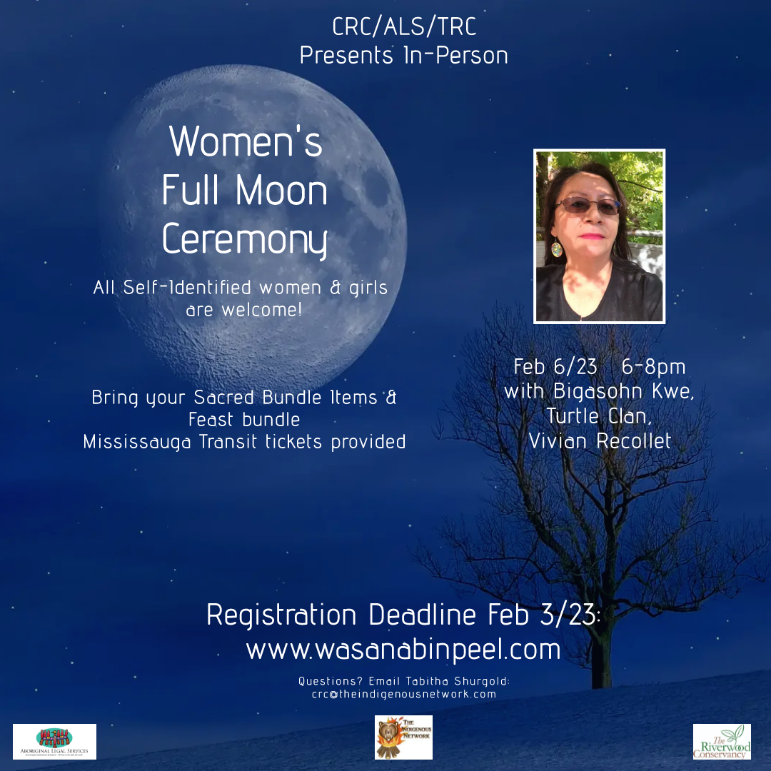 Our friends at @AboriginalPeel will be hosting a Women's Full Moon Ceremony at Riverwood on February 6 at 6:00 pm. Details and registration for the event here: bit.ly/3jsAztH