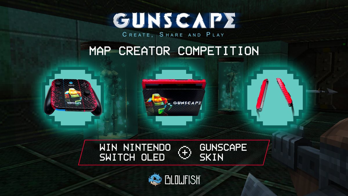 blowfishstudios's tweet photo. Let's play! 🔫 Show us your creativity by making the greatest #Gunscape map and you could win a Nintendo Switch OLED plus a Gunscape console skin!

You have 3 weeks… Enter by February 22, 11:59 PM AEDT, and may the best creator win!

👇 Details on thread https://t.co/8Q3yu7qBrL