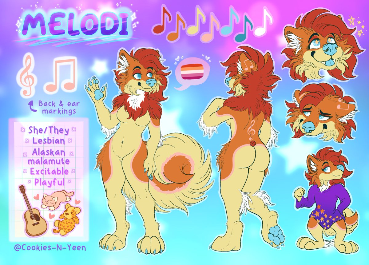 Gookittycat's tweet image. Aaaaaa!!! @Cookies_N_Yeen decided to update Melodi's ref!! It's so pretty ;www;