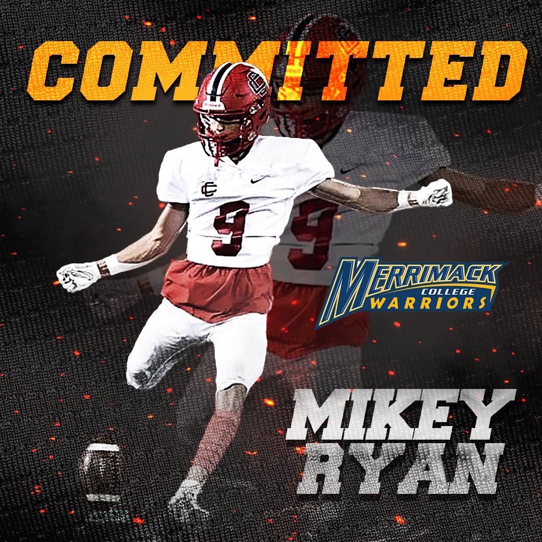 I am very excited to announce my commitment to Merrimack College!! Thank you to all my teammates and coaches, and especially my parents for making this possible!! 💛💙@CoachDanCurran @Merrimack_FB @CCRaider_FBall #Macktough