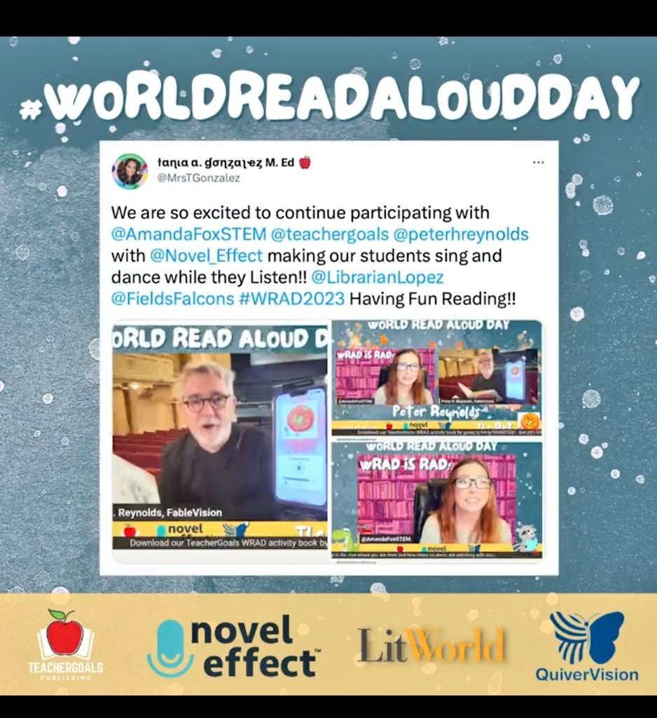 When your clsssroom makes it to the BIG SCREEN. #HappyTeacher Thank You so Much 🥳@Novel_Effect  @teachergoals @AmandaFoxSTEM @mhammer_18 @peterhreynolds @LibrarianLopez @jamesvarlack We had so much Fun.📚 #WRAD2023 @FieldsFalcons