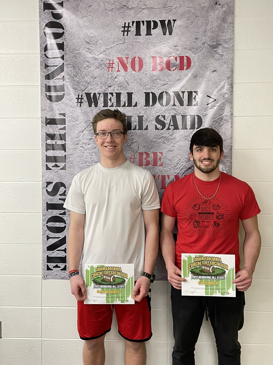 Congratulations <a href="/ElijahDoughert7/">Elijah Dougherty</a> <a href="/RyanSadoski/">Ryan Sadoski</a> on putting forth effort in the classroom for 4 years, Academic All State football