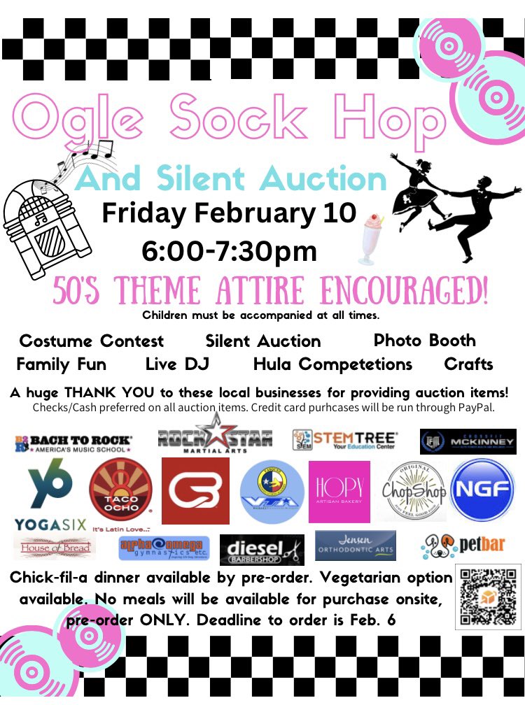 More Sock Hop info. Place your food pre-order ASAP    <a href="/OgleElem/">Ogle Elementary</a>