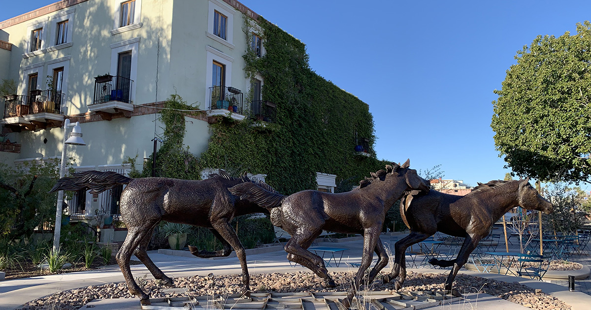 SDLPubArt's tweet photo. "The Yearlings" by George-Ann Tognoni has returned to the newly renovated Scottsdale Civic Center! It had extensive restoration and is now located just east of its previous location. Learn more: https://t.co/6rM5AKVhm9 https://t.co/cOCrMJMHpN