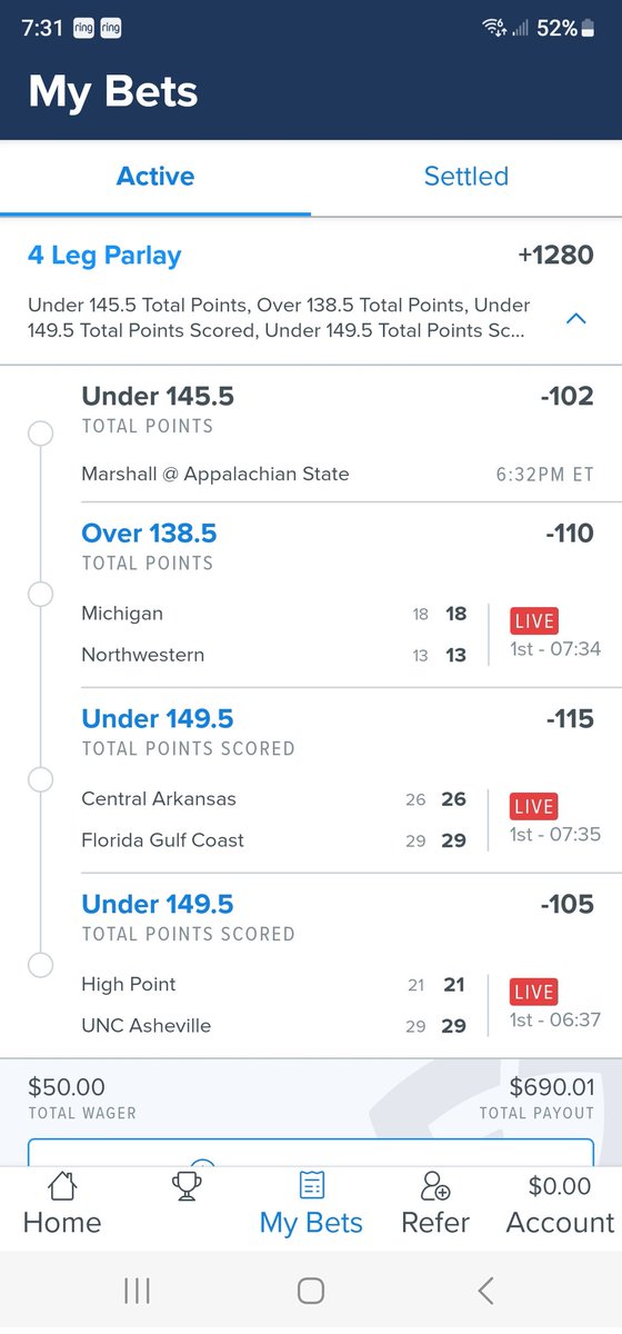 RD08033016's tweet photo. @FDSportsbook 
Why is Appalachian vs Marshall betting info stop. It's not even showing on the betting line..what's going on Here https://t.co/dwR93BdDbl