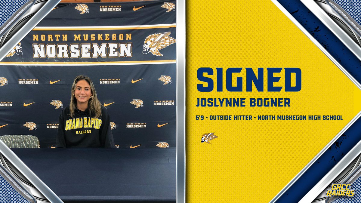 GRCCAthletics's tweet photo. Building something special for 2023! @grccvb who finished fifth in the nation last year just signed their fifth player for next year.  @JoslynneBogner is a 5'9" outside from @NMHS_Athletics_, that was named All-State Honorable Mention last year! https://t.co/pgpPFD1aZW