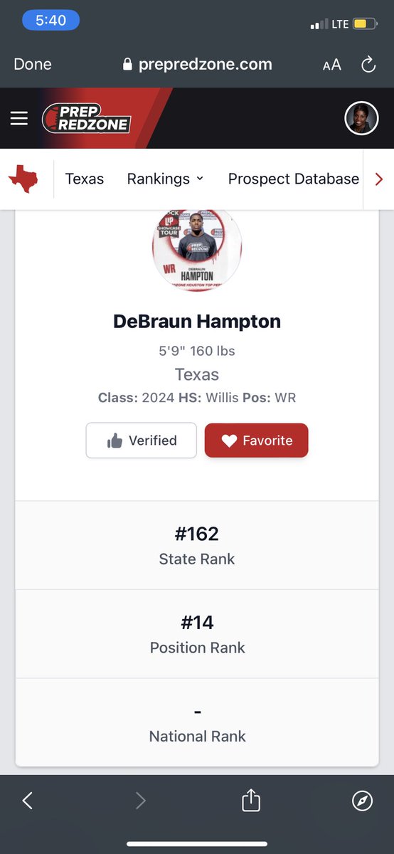 debraun_hampton's tweet photo. Thank you @PrepRedzoneTX!! Blessed to be ranked #14 WR in Texas for 2024s!🙏🏾🙏🏾🙏🏾#AintSatisified #4TheDub #FuryEffect🔥
@CoachTMiller18 @CoachChadJ @jackson_dipVYPE @RivalsNick @mooreathletics @WRHitList
@COACHGRANT6 https://t.co/icrsd6EnBa