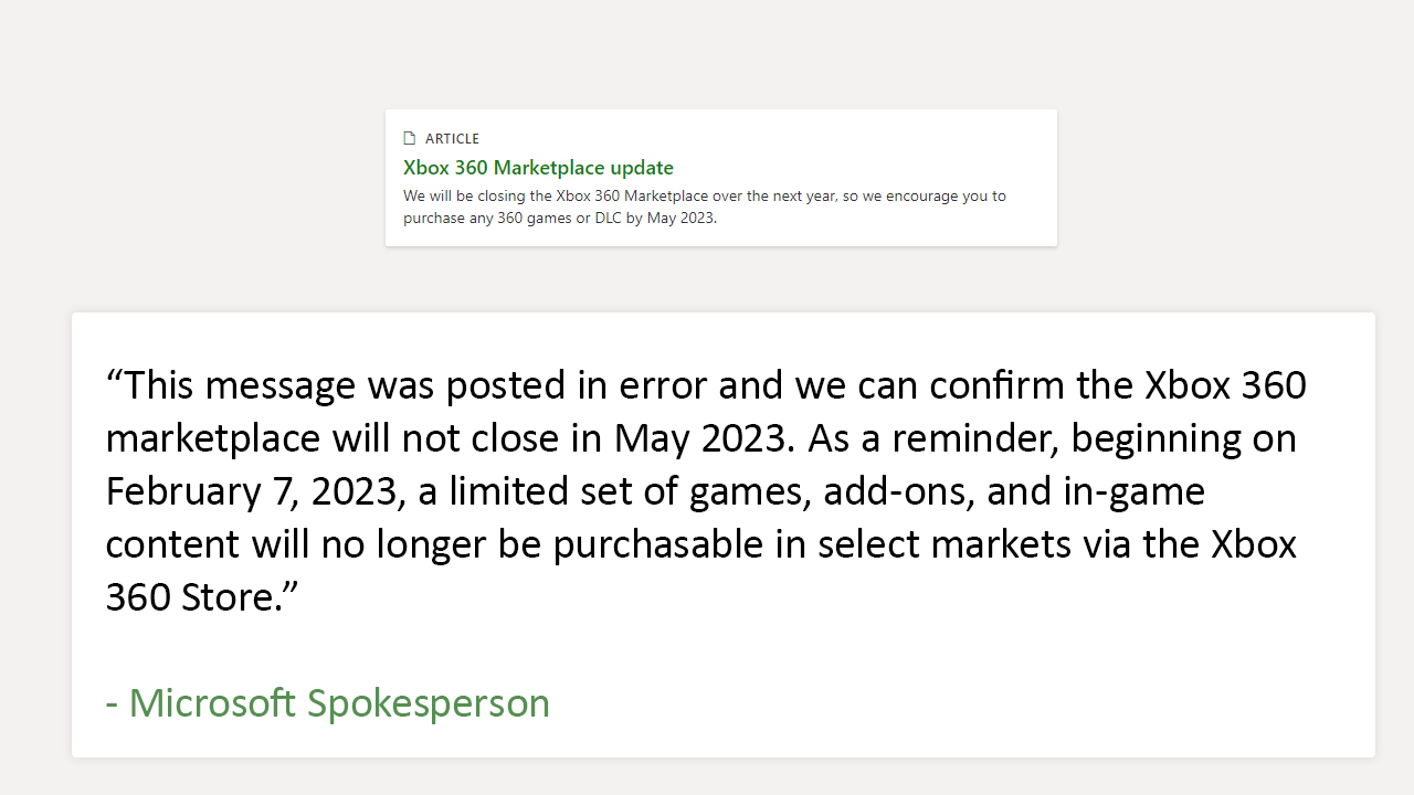 Xbox 360 Marketplace Closing Over The Next Year, May 2023 Deadline For