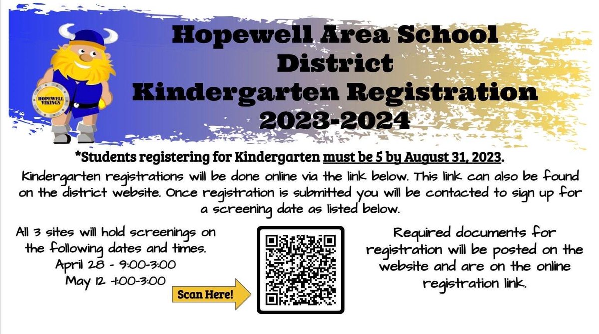 Do you live within the Hopewell Area School District and have a child who will turn 5 by August 31, 2023?
