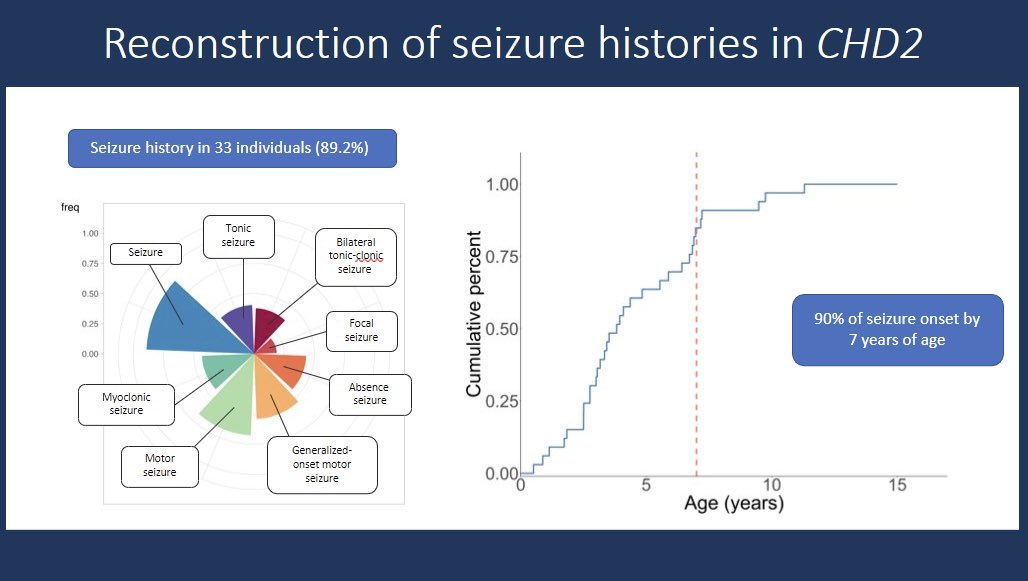 NatGinnGC's tweet photo. 90% of seizure onset occurs before or by the age of 7 years in individuals with #CHD2

Understanding the onset, type, and frequency of seizures can help families and clinicians in many ways … including preparedness, prognosis, treatment, and tailoring further research endeavors https://t.co/E4RzaegpOD