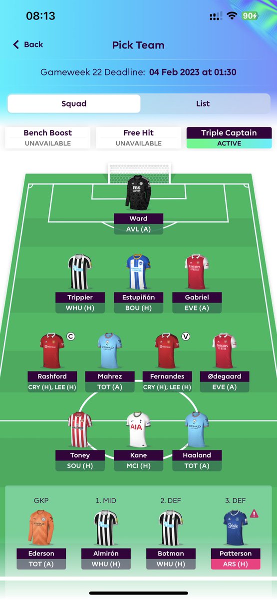 FPL_Lekker's tweet photo. @FPLMattW Would you transfer Ederson to De Gea or Toney to Nketiah? (I have 2 transfers available) https://t.co/8elajiFlhT
