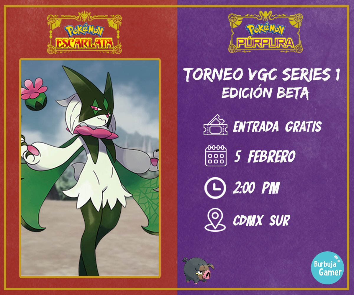 Este domingo tendremos nuestro primer TORNEO VGC!! 
Al ser nuestra edición beta será de ENTRADA GRATIS, además contaremos con un evento extra monotype 😄

📍Ubicación: goo.gl/maps/Psep8BYFU…
📲 Registro e info: start.gg/tournament/tor…