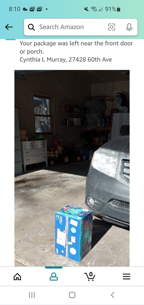 PartTimePermies's tweet photo. @amazon What do you think is wrong with this picture? You trying to get this package run over?? What about "place this by the front door" makes you think hidden under the front bumper of our car is a part of the instruction??? You trying to get our package destroyed??? https://t.co/ukZ6qGmpF7