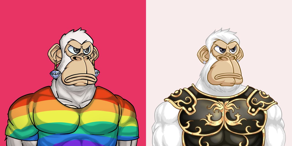 Before/After <a href="/ShreddedApes/">Shredded Apes</a> art upgrade. Good to find the Worst Traits now to capitalize on the situation.