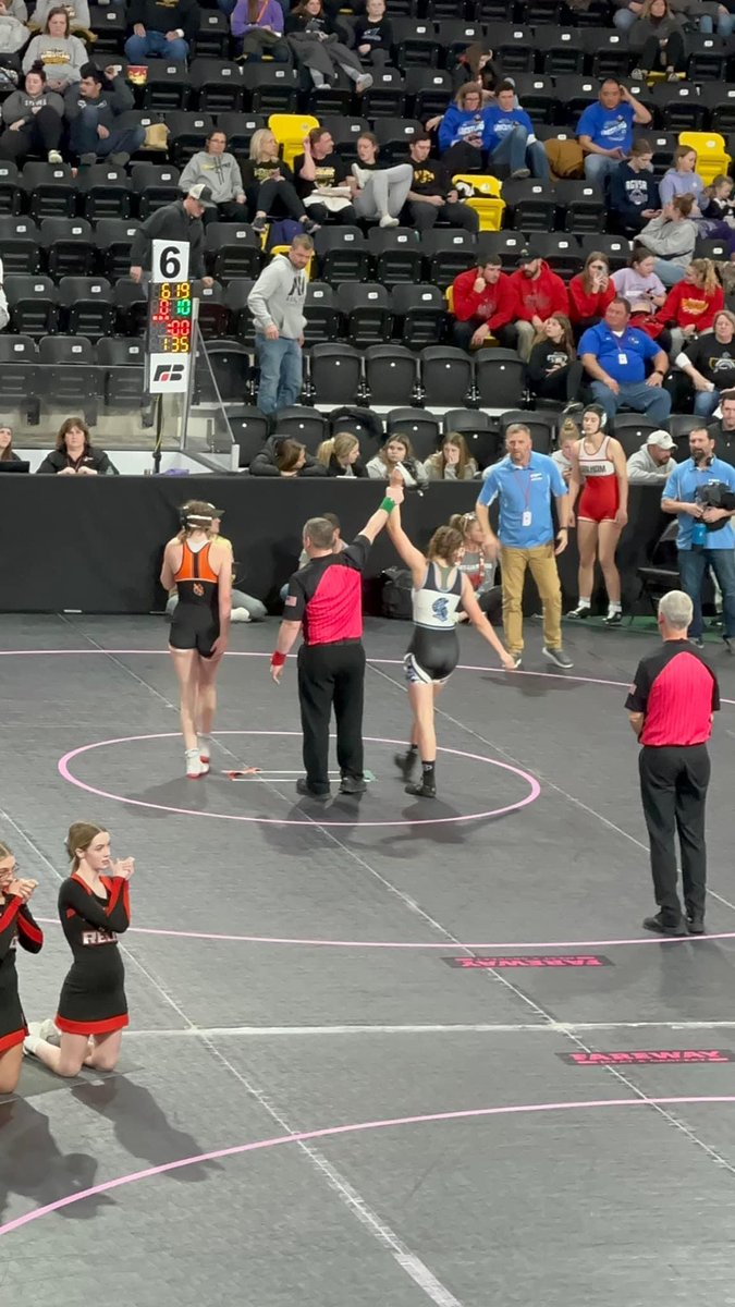 Maeley wins 10-0! On to the semifinals on Friday! #thetrojanway