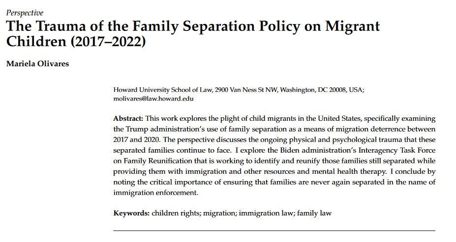 📢📢📢Call for Reading: The #Trauma of the Family Separation Policy on #MigrantChildren (2017–2022) mdpi.com/2110326 #mdpilaws via @Laws_MDPI