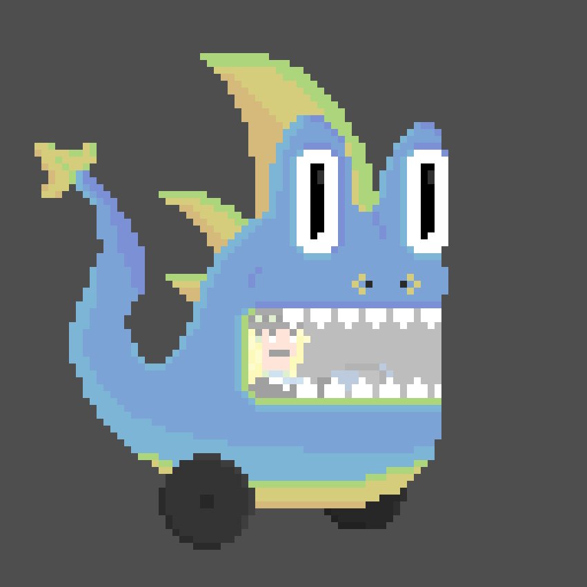 Prototype of a "Dino-Bike" that came to my mind last night 😄
Gotta clean this one up and get it animated

#pixelart #pixelartist