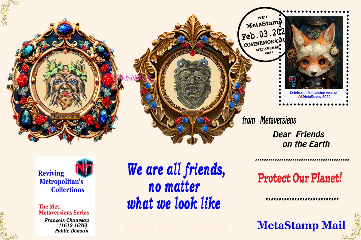 NFTDeSta's tweet photo. #NFT #portrait #Friend #Investmennt #Metaverse #MetaStamp #equality #stamp #philately #peace #war #Negotiations
We are all friends, no matter what we look like.
Metaversiens portraits ( The Met. PublicDomain)
https://t.co/Bcw40PFusK https://t.co/L69ZA4COia