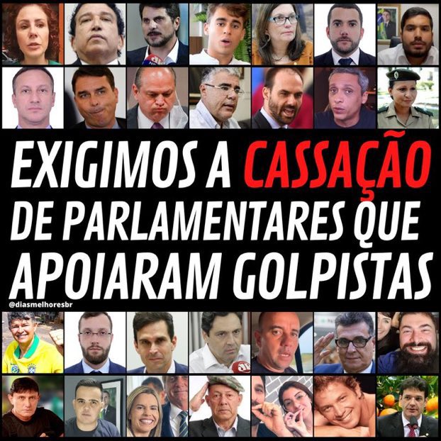Urgente! Em uma democracia, é inacreditável golpistas dentro do parlamento. Cassação já! Eu autorizo!💪🏼