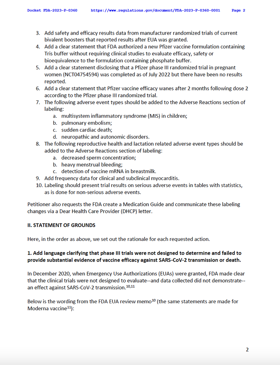 We filed a formal Citizen Petition requesting #FDA to update mRNA covid vaccine labelling. The current FDA approved label is SERIOUSLY out of date. Our petition outlines 10 safety and efficacy concerns. 

Please share.
<a href="/drwasy/">LindaWastila</a>  <a href="/MartyMakary/">Marty Makary MD, MPH</a> <a href="/VPrasadMDMPH/">Vinay Prasad MD MPH</a> 

regulations.gov/document/FDA-2…