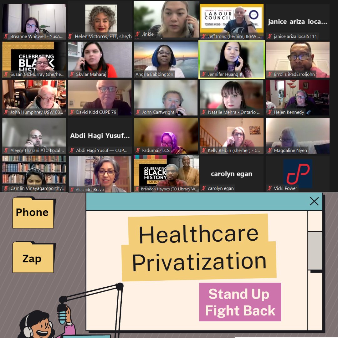 torontolabour's tweet photo. Healthcare crisis in Ontario continues to escalate. We demand increased spending for our public system and stop selling off services to for-profit. #TYRLC did a phone zap with all of our delegates tonight. Join us can call your MPP! #ONHealthcare https://t.co/phWOWwyCKE